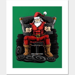 Workout Santa Weightlifter Posters and Art